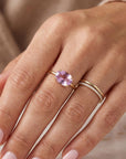 Ametrine Ring in 14k Yellow Gold, East West Oval Prong Set Cocktail Ring - Melt'm Jewelry