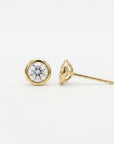 Moissanite Martini Stud Earrings in 14k Gold, 0.17ct Bezel Set Round Studs, Everyday Diamond Alternative