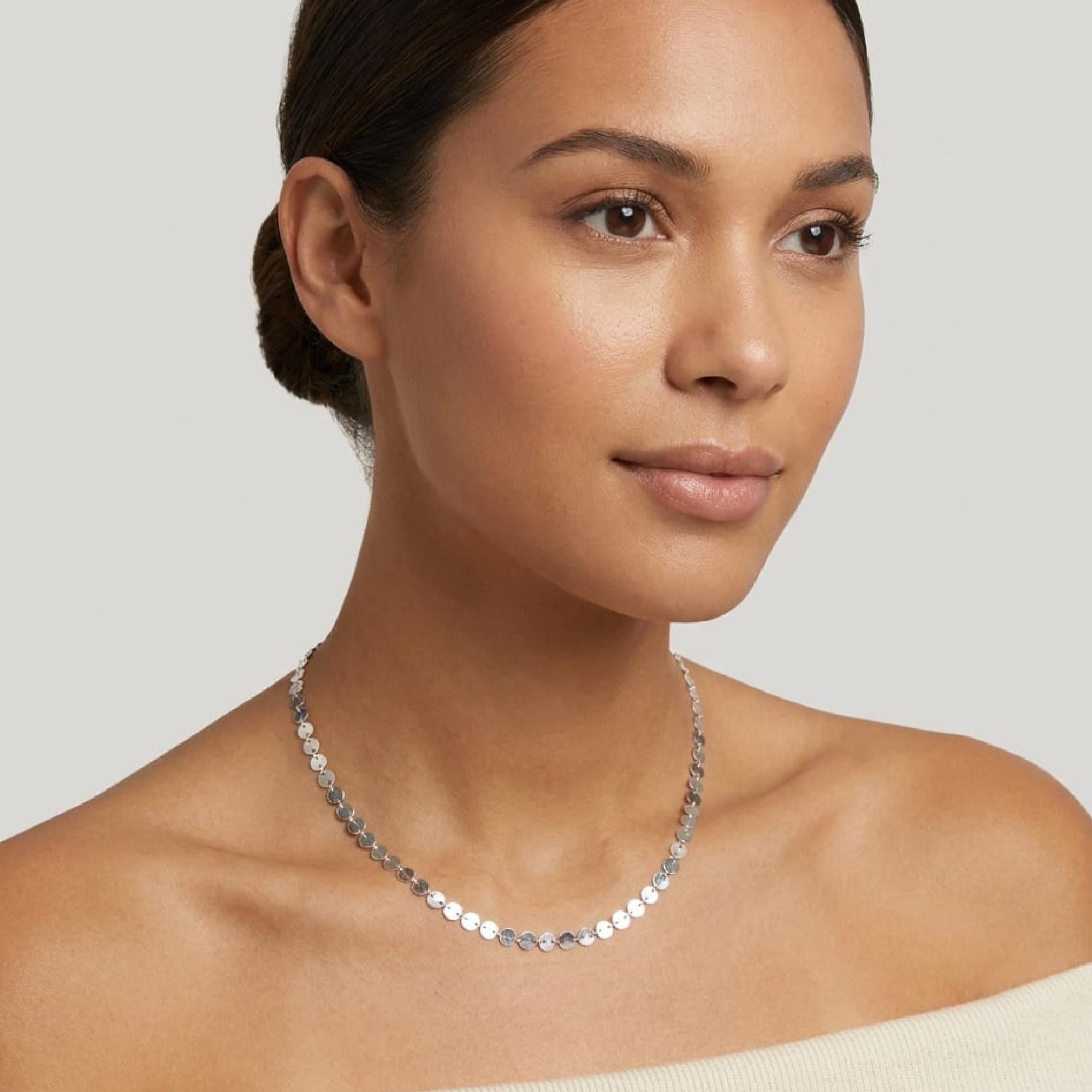 Dainty Sterling Silver Choker Necklace – Sequin Chain Minimalist Necklace, Simple Layering Jewelry Gift for Her - Melt'm Jewelry