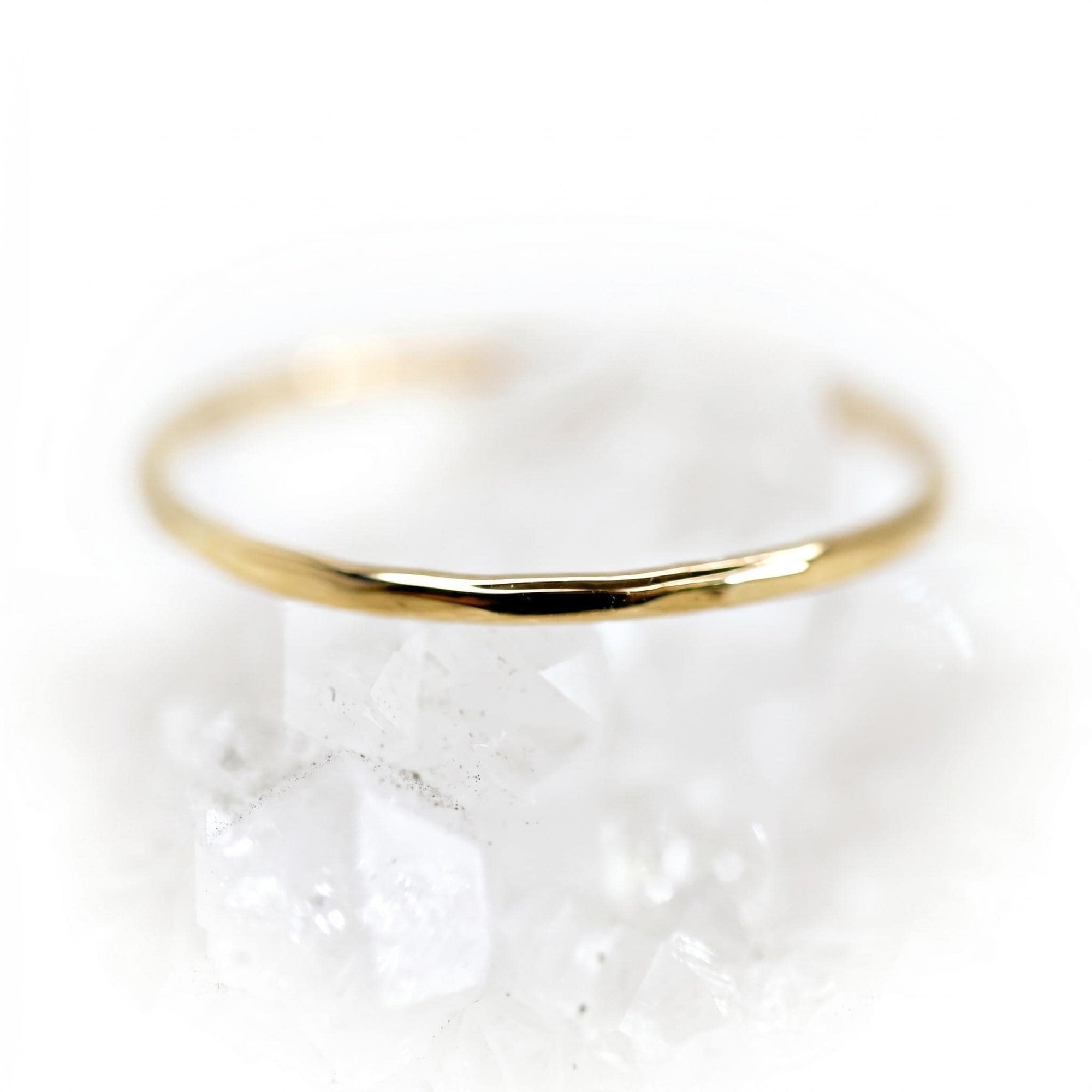 14K Solid Gold Hammered Dainty Thin Ring