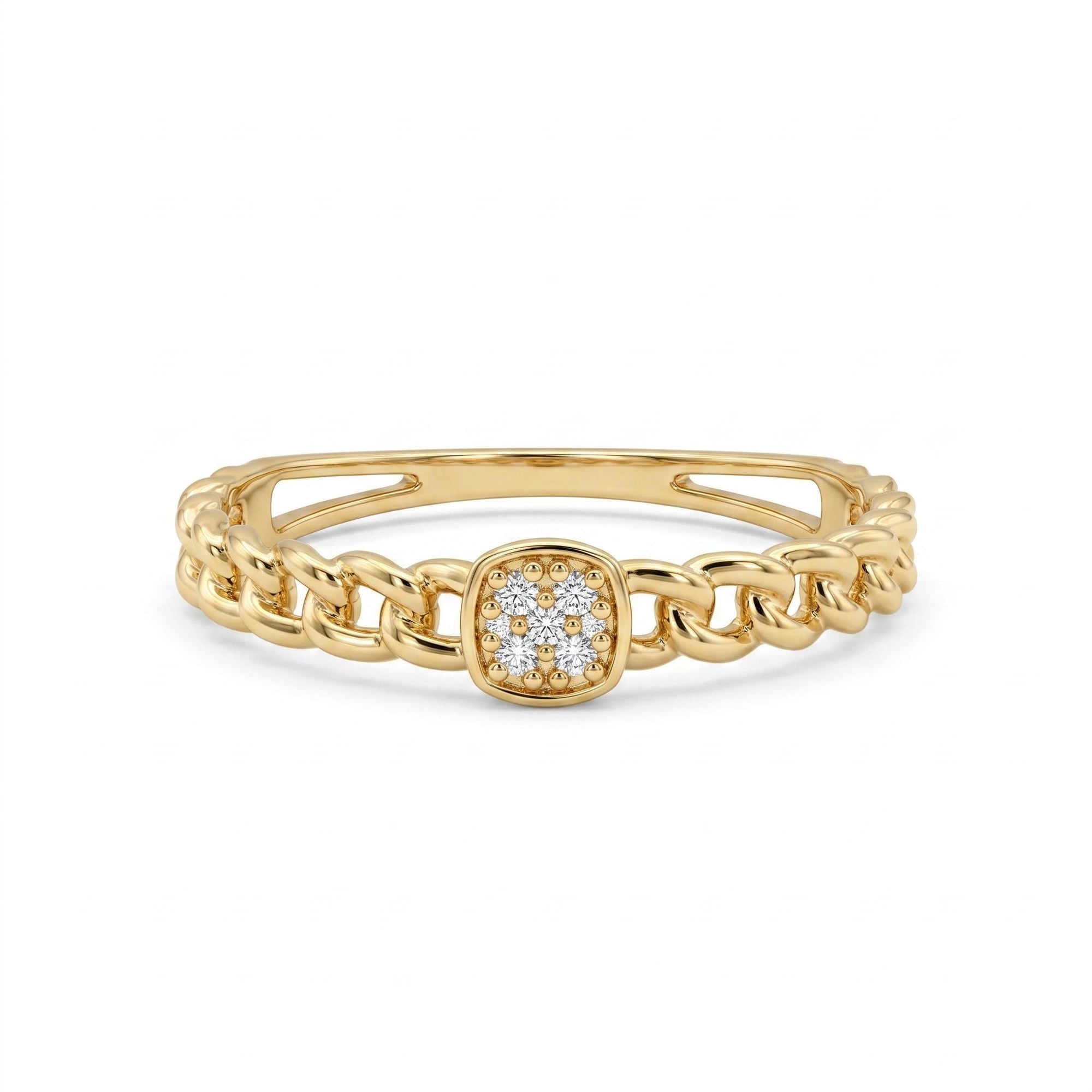 Square Pave Diamond Ring 14k Gold - Melt'm Jewelry