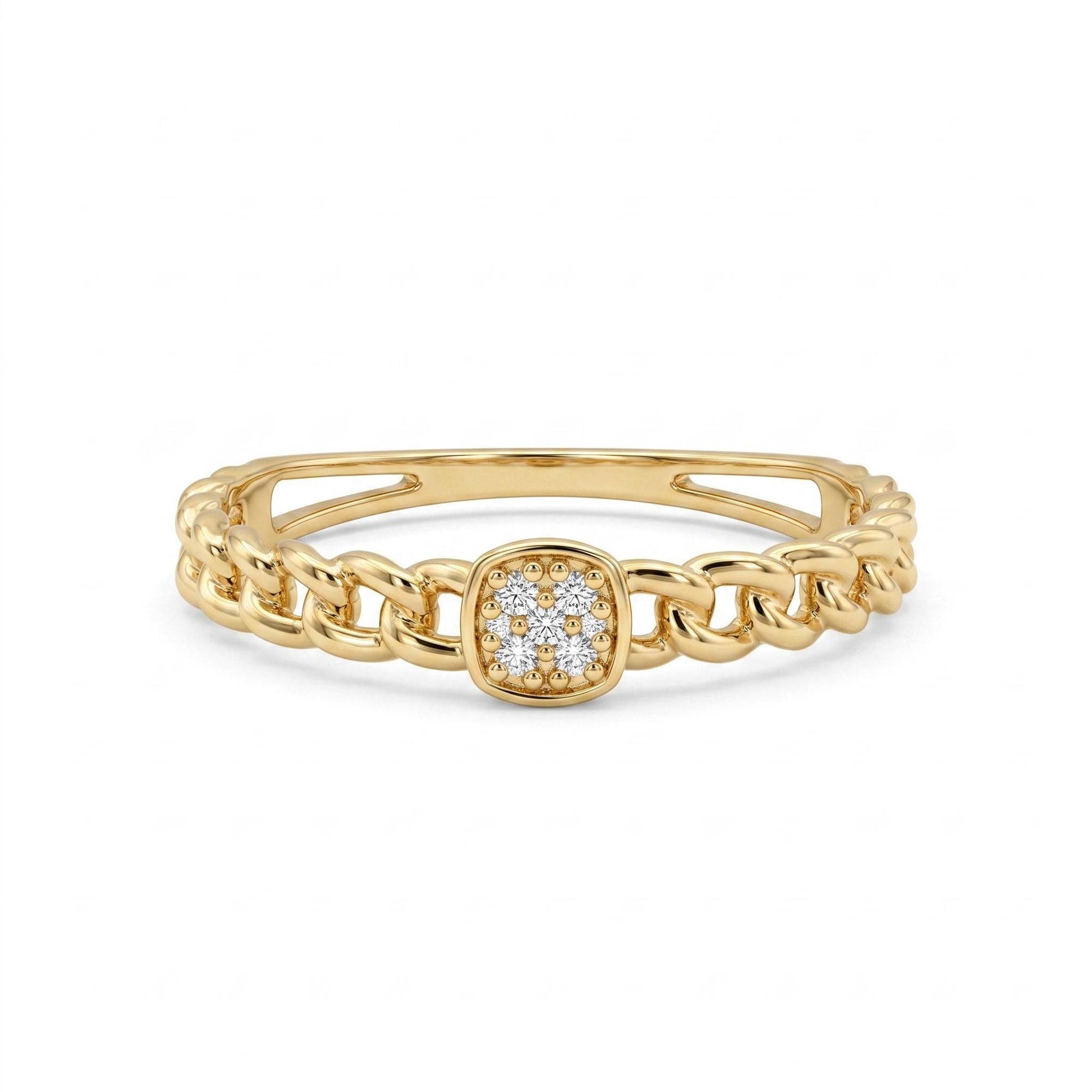 Square Pave Diamond Ring 14k Gold - Melt'm Jewelry