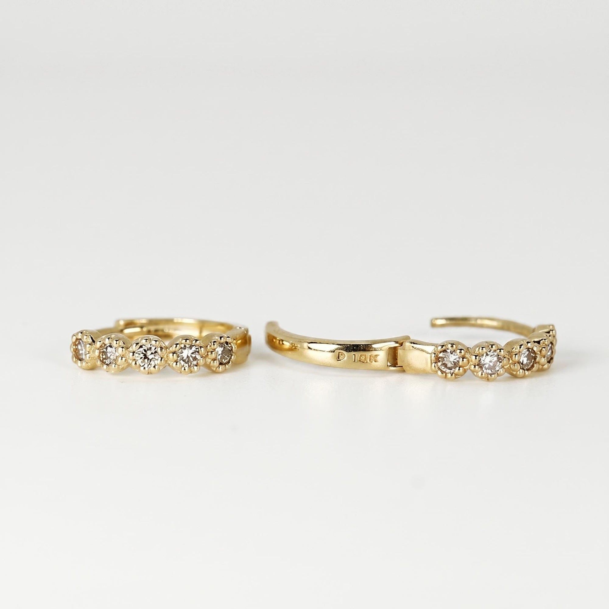 Gold Diamond Huggies (SINGLE or PAIR) - Melt'm Jewelry