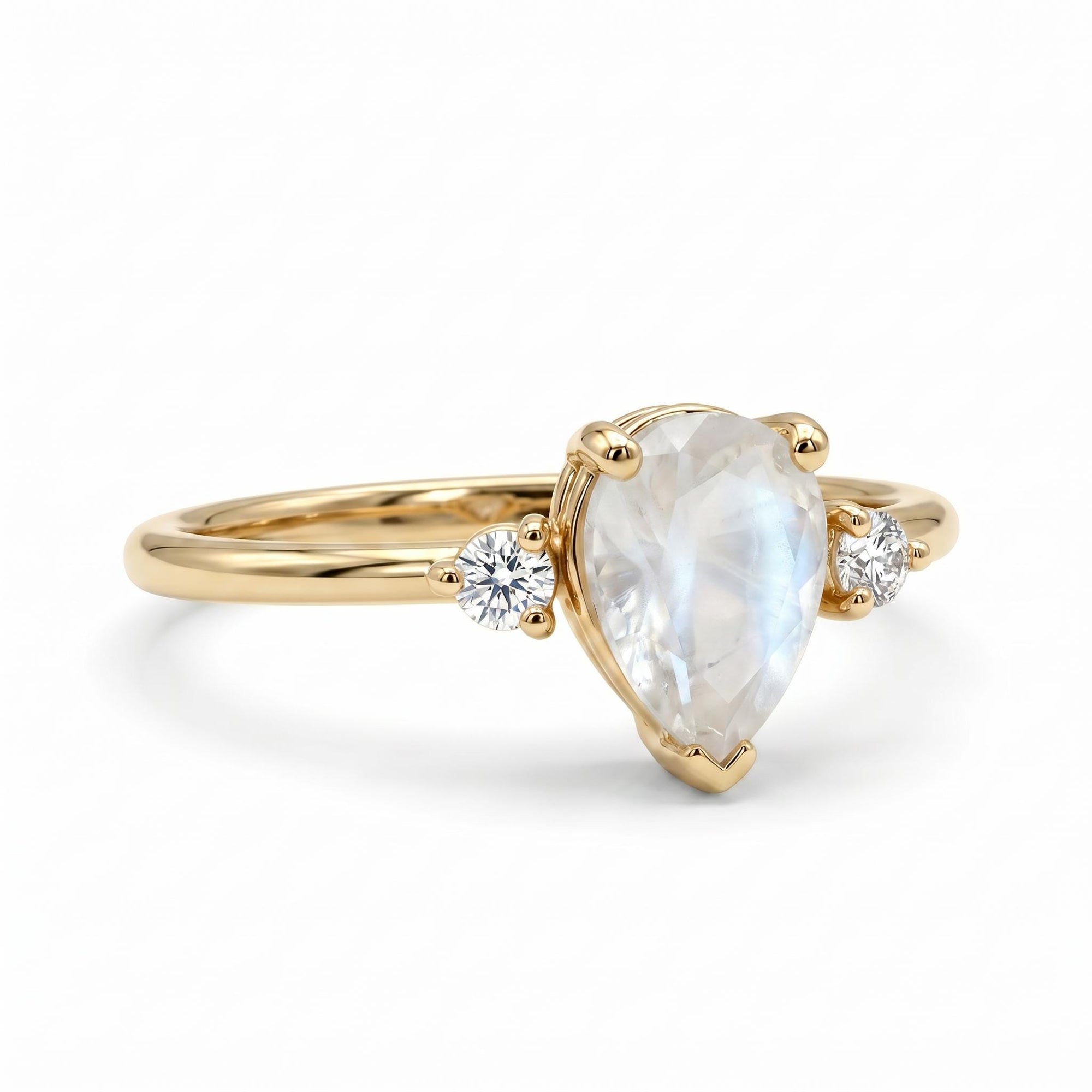 Pear Moonstone Ring with Diamond Accents - Melt'm Jewelry