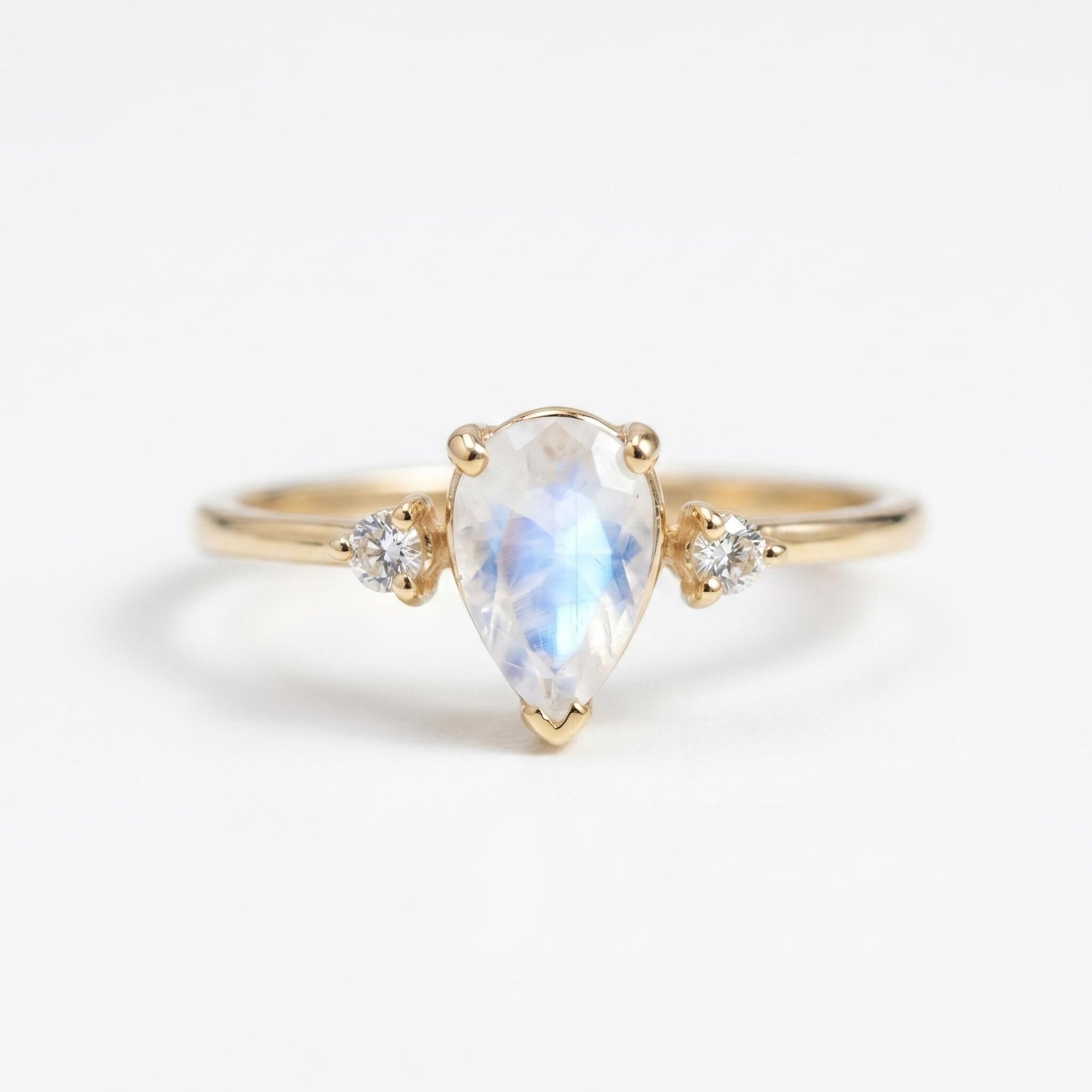 Pear Moonstone Ring with Diamond Accents - Melt'm Jewelry