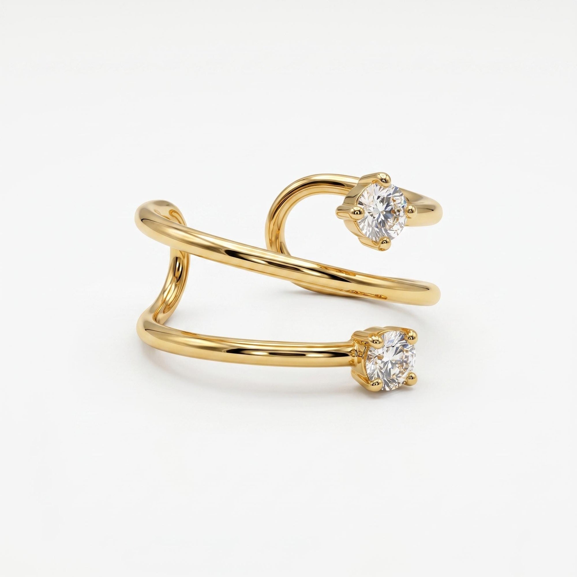 14k Gold Cz Ear Cuff, Single (Half Pair) - Melt'm Jewelry