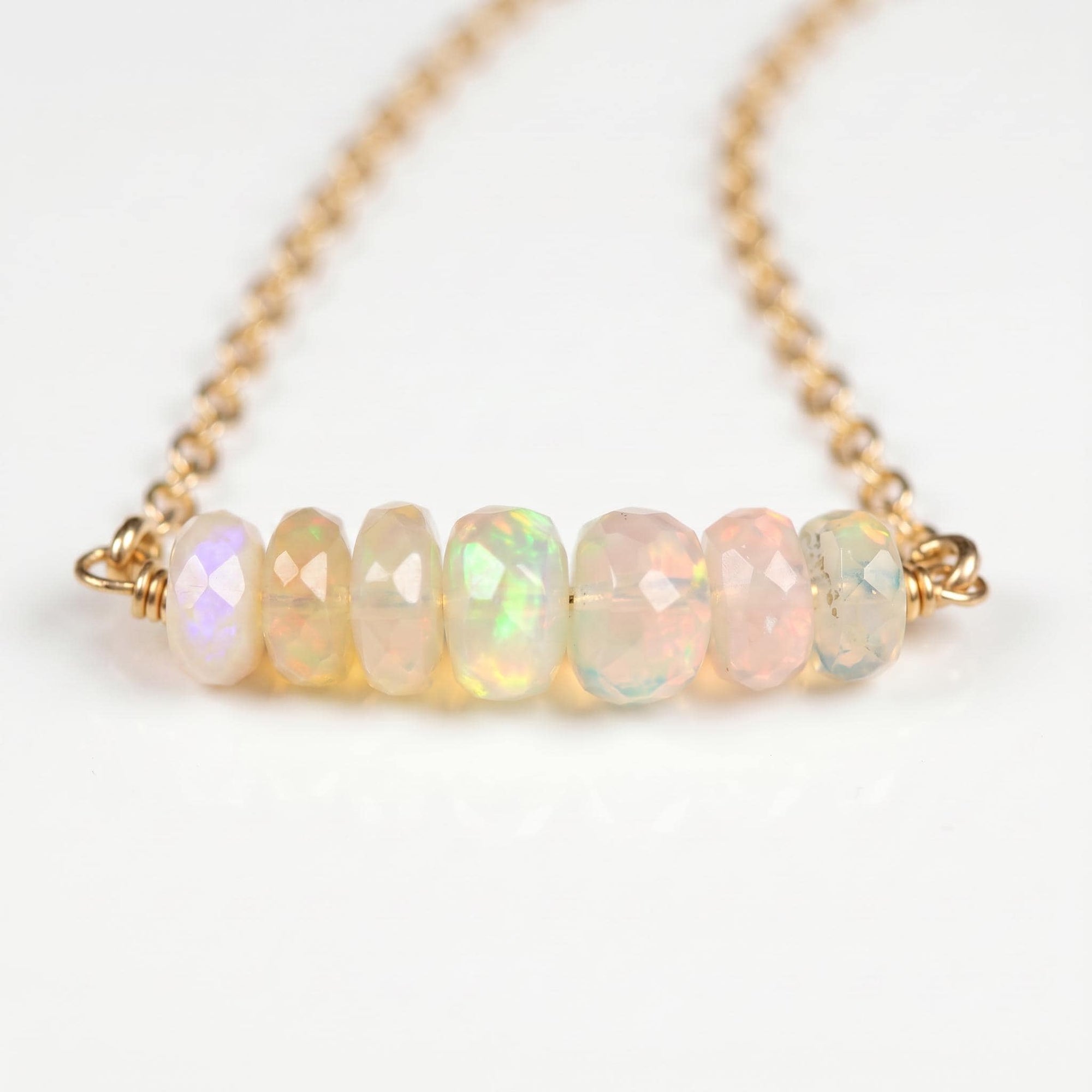 Genuine Welo Opal Bar Necklace - Melt'm Jewelry