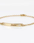 14k Solid Gold Custom Bar Bracelet, Personalized Nameplate - Melt'm Jewelry