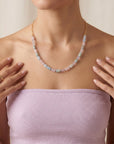 Natural Morganite Tube Necklace, 10x6mm Hand Knotted on Silk, Gold Filled Paperclip Chain, Adjustable Pastel Gemstone Necklace