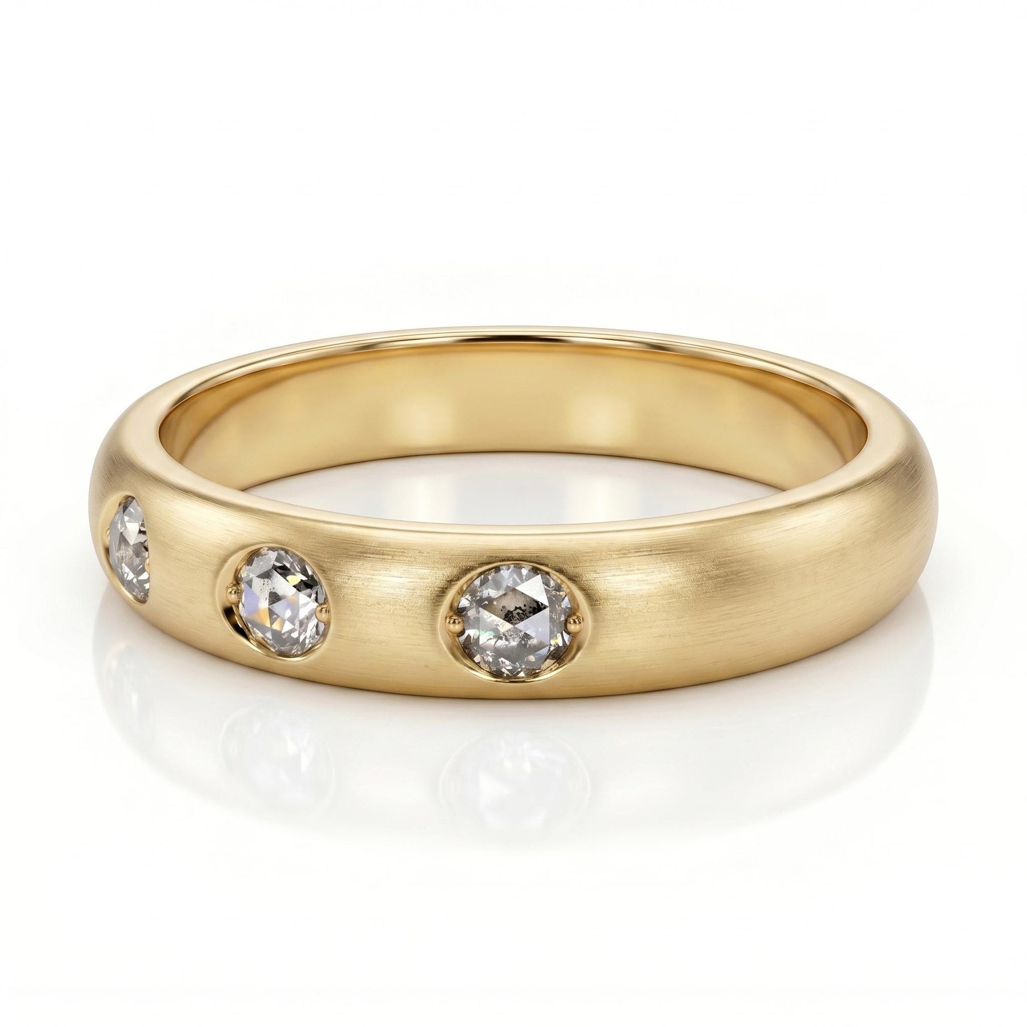 Flush Set Diamond Dome Wedding Band Ring - Melt'm Jewelry