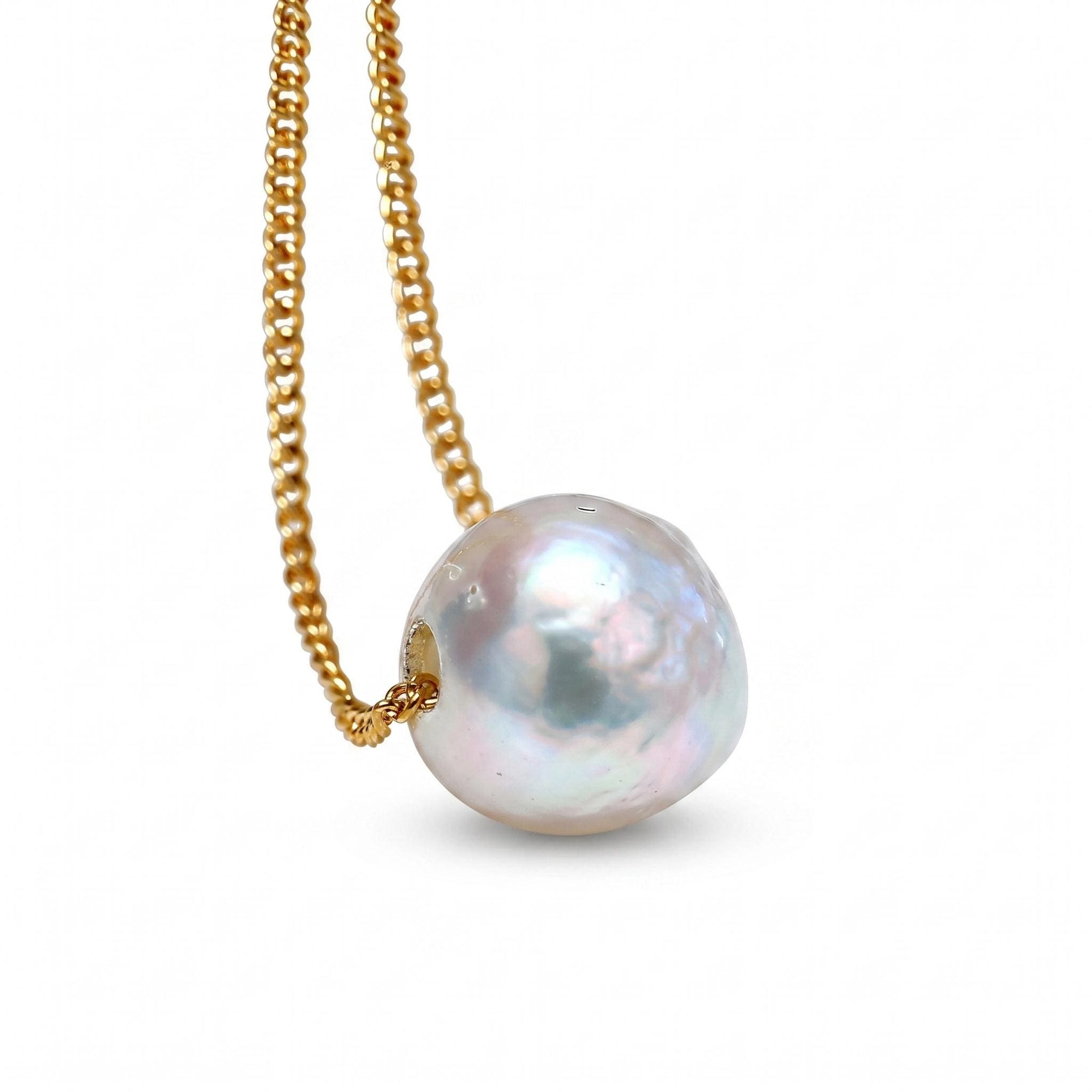 Natural Siding Pearl Necklace, June Birthstone Jewelry Gold Filled - Melt'm Jewelry