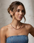 Multi Color Tourmaline Beaded Necklace, Hand Knotted Dark Pink Silk Strand, Gold Filled Clasp and Extender, Colorful Summer Necklace