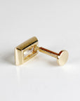 CZ Diamond Bezel Baguette Earrings 14k Solid Gold, Flat Back Internally Threaded Earrings (SINGLE) - Melt'm Jewelry