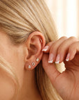 CZ Diamond Bezel Baguette Earrings 14k Solid Gold, Flat Back Internally Threaded Earrings (SINGLE) - Melt'm Jewelry