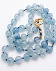 Aquamarine Charm Holder Necklace, 16 Inch Silk Thread Hand Knotted Gemstone Choker - Melt'm Jewelry