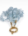 Aquamarine Hand Knotted Silk Necklace, Faceted Rondelle Beads, Charm Holder Necklace with Gold Filled Clasp, 18 Inch - Melt'm Jewelry