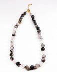 Black Rutilated Quartz Necklace, Hand Knotted Red Silk Strand, Gold Filled Clasp and Extender, 17 Inch