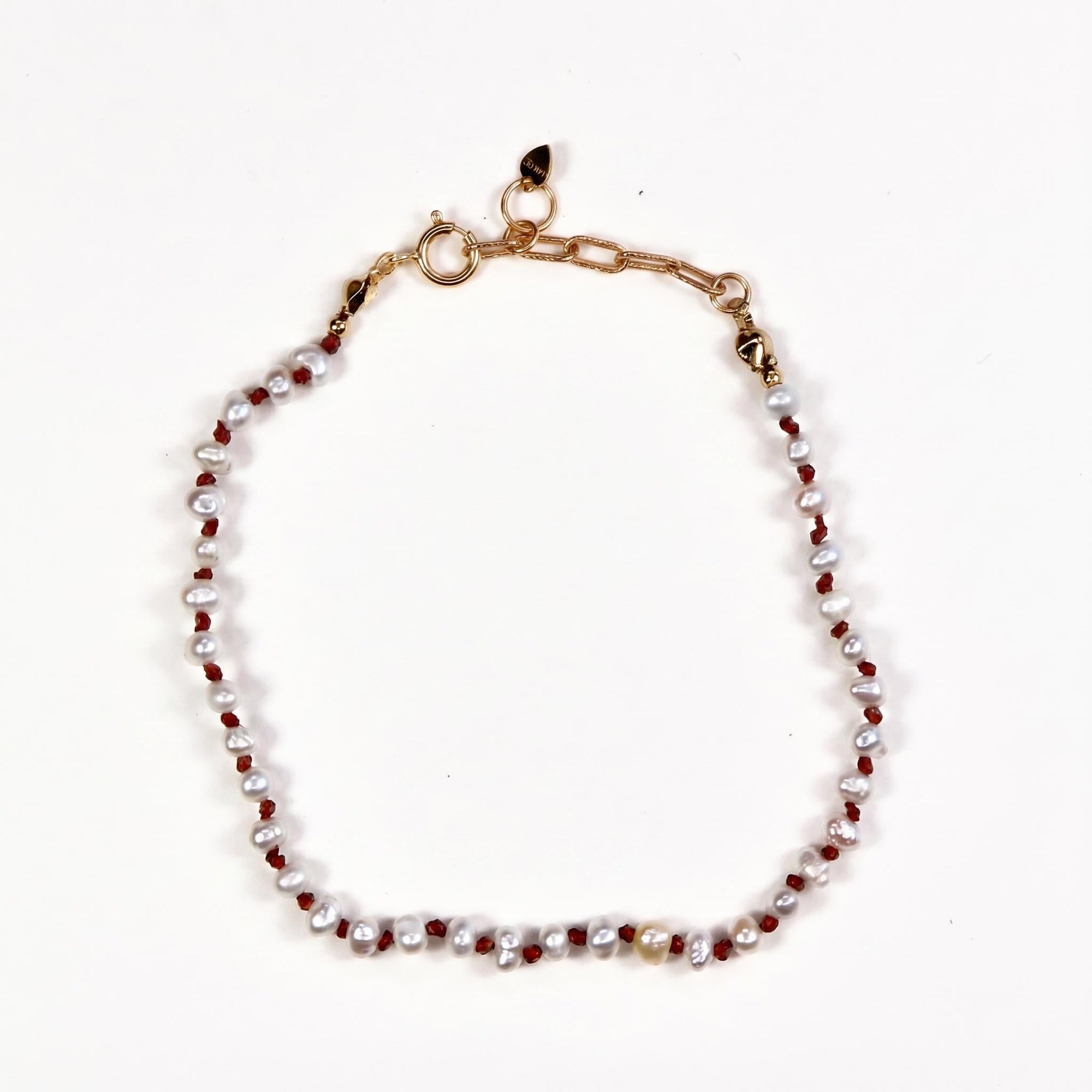 Freshwater Pearl Bracelet on Red Silk, Hand Knotted Tiny Pearls, Gold Filled, Dainty Layering Bracelet, Gift for Her