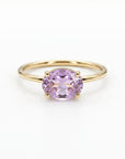 Ametrine Ring in 14k Yellow Gold, East West Oval Prong Set Cocktail Ring