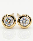 Moissanite Martini Stud Earrings in 14k Gold, 0.17ct Bezel Set Round Studs, Everyday Diamond Alternative