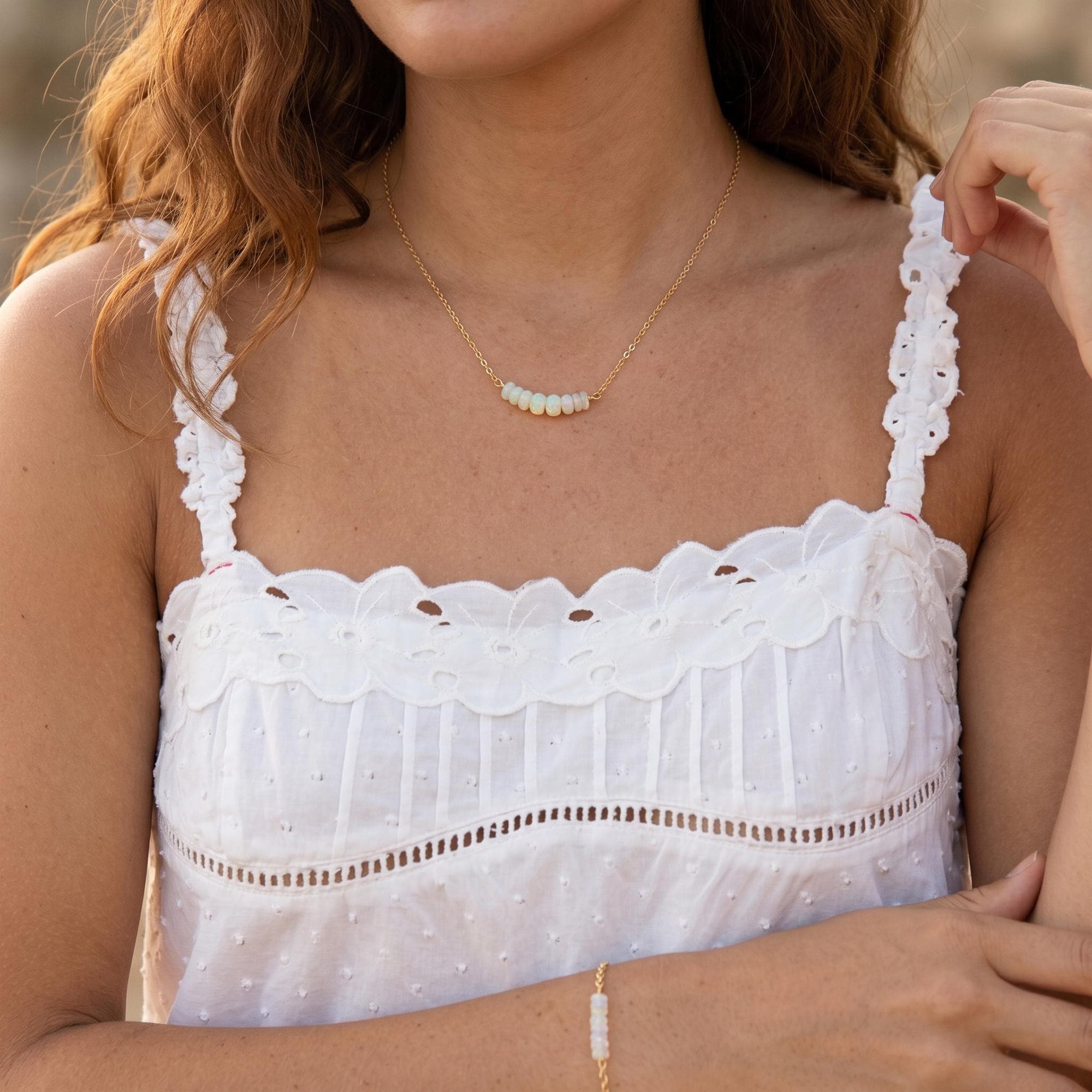 Genuine Welo Opal Bar Necklace - Melt'm Jewelry