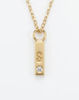 14k Solid Gold Vertical Bar Initial Necklace - Melt'm Jewelry