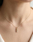 14k Solid Gold Vertical Bar Initial Necklace - Melt'm Jewelry