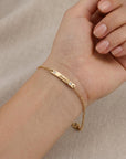 14k Solid Gold Custom Bar Bracelet, Personalized Nameplate - Melt'm Jewelry