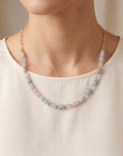 Natural Morganite Tube Necklace, 10x6mm Hand Knotted on Silk, Gold Filled Paperclip Chain, Adjustable Pastel Gemstone Necklace