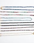 Freshwater Pearl Necklace on Turquoise Silk, Gold Filled Crab Charm, Summer Layering Necklace, 18 Inch with Heart Extender