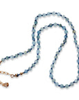 Aquamarine Silk Hand Knotted Necklace, Faceted 4mm Moss Aquamarine Choker with Gold Filled Extender, 16-18 inch