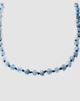 Aquamarine Silk Hand Knotted Necklace, Faceted 4mm Moss Aquamarine Choker with Gold Filled Extender, 16-18 inch - Melt'm Jewelry