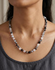 Black Rutilated Quartz Necklace, Hand Knotted Red Silk Strand, Gold Filled Clasp and Extender, 17 Inch
