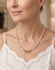Pink Quartz Charm Holder Necklace, Hand Knotted Silk - Melt'm Jewelry