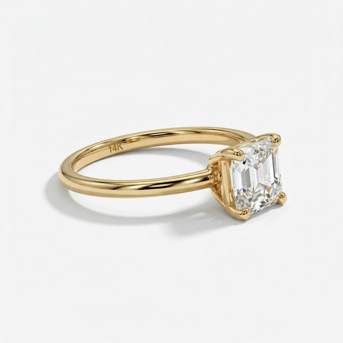 Asscher Cut Moissanite Ring 14k Gold, Solitaire Moissanite Engagement Ring - Melt'm Jewelry