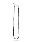 Black Spinel Bead Necklace, 2.5mm Faceted Round Gemstone Strand on Silk, Hand Knotted 17-19 Inch Necklace with Gold Filled Heart Extender