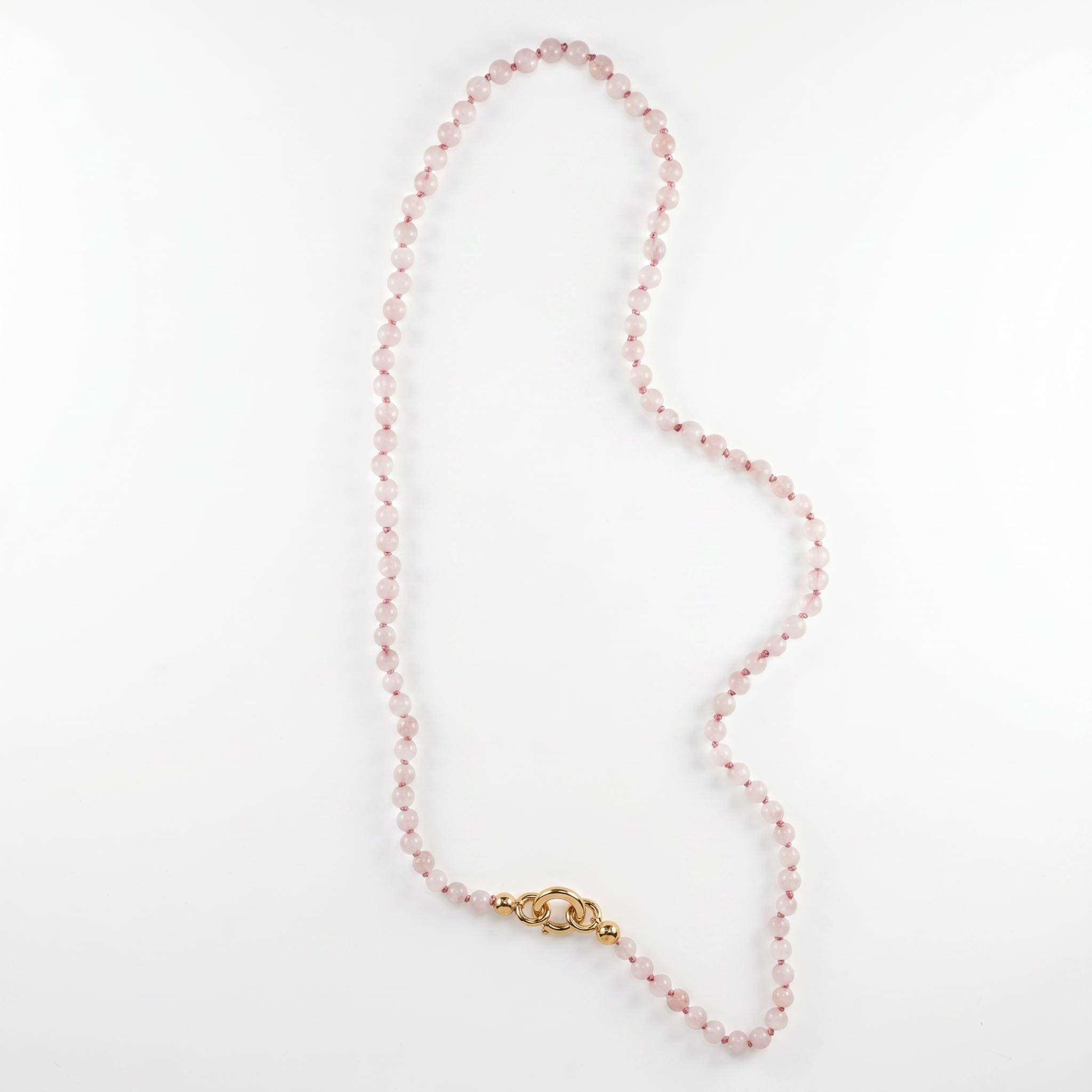 Pink Quartz Charm Holder Necklace, Hand Knotted Silk – Melt'm Jewelry