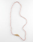 Pink Quartz Charm Holder Necklace, 4mm Smooth Round Gemstone Strand on Silk, Hand Knotted 18 Inch Necklace with Gold Filled Clip
