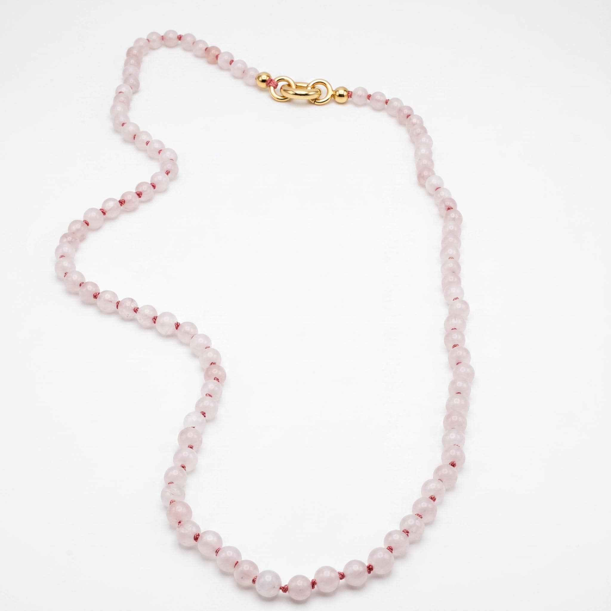 アクセサリー mama3 Pink Quartz Charm Holder Necklace, Hand Knotted Silk – Melt'm Jewelry