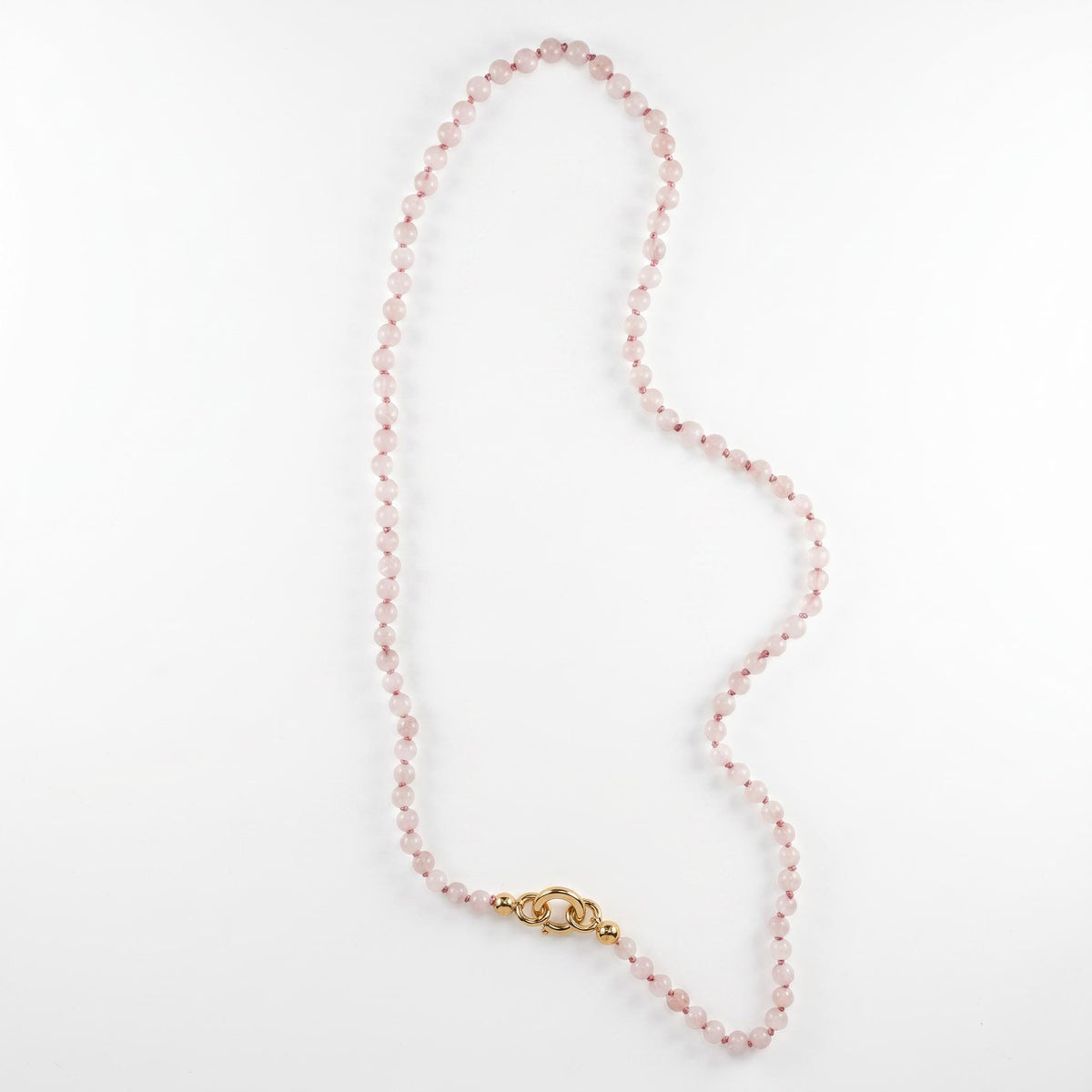 Pink Quartz Charm Holder Necklace, Hand Knotted Silk - Melt'm Jewelry