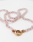 Pink Quartz Charm Holder Necklace, Hand Knotted Silk - Melt'm Jewelry