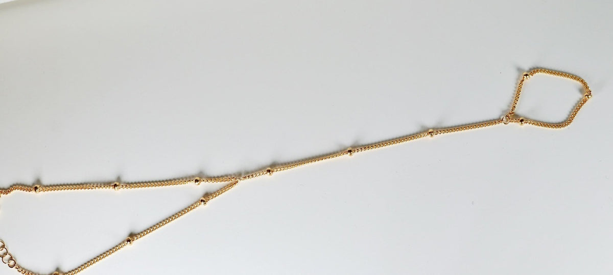 Gold Slave Bracelet, Satellite Hand Chain Bracelet - Melt'm Jewelry