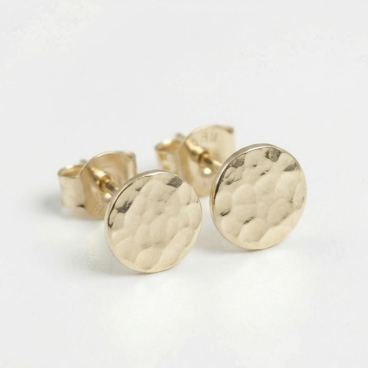 Tiny Gold Circle Earrings, Single or Pair Hammered Gold - Melt'm Jewelry