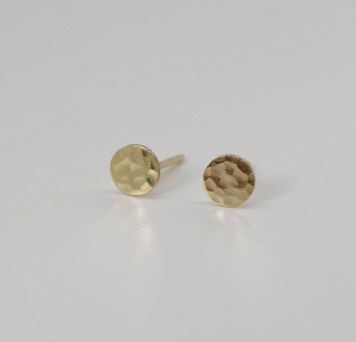 Tiny Gold Circle Earrings, Single or Pair Hammered Gold - Melt'm Jewelry