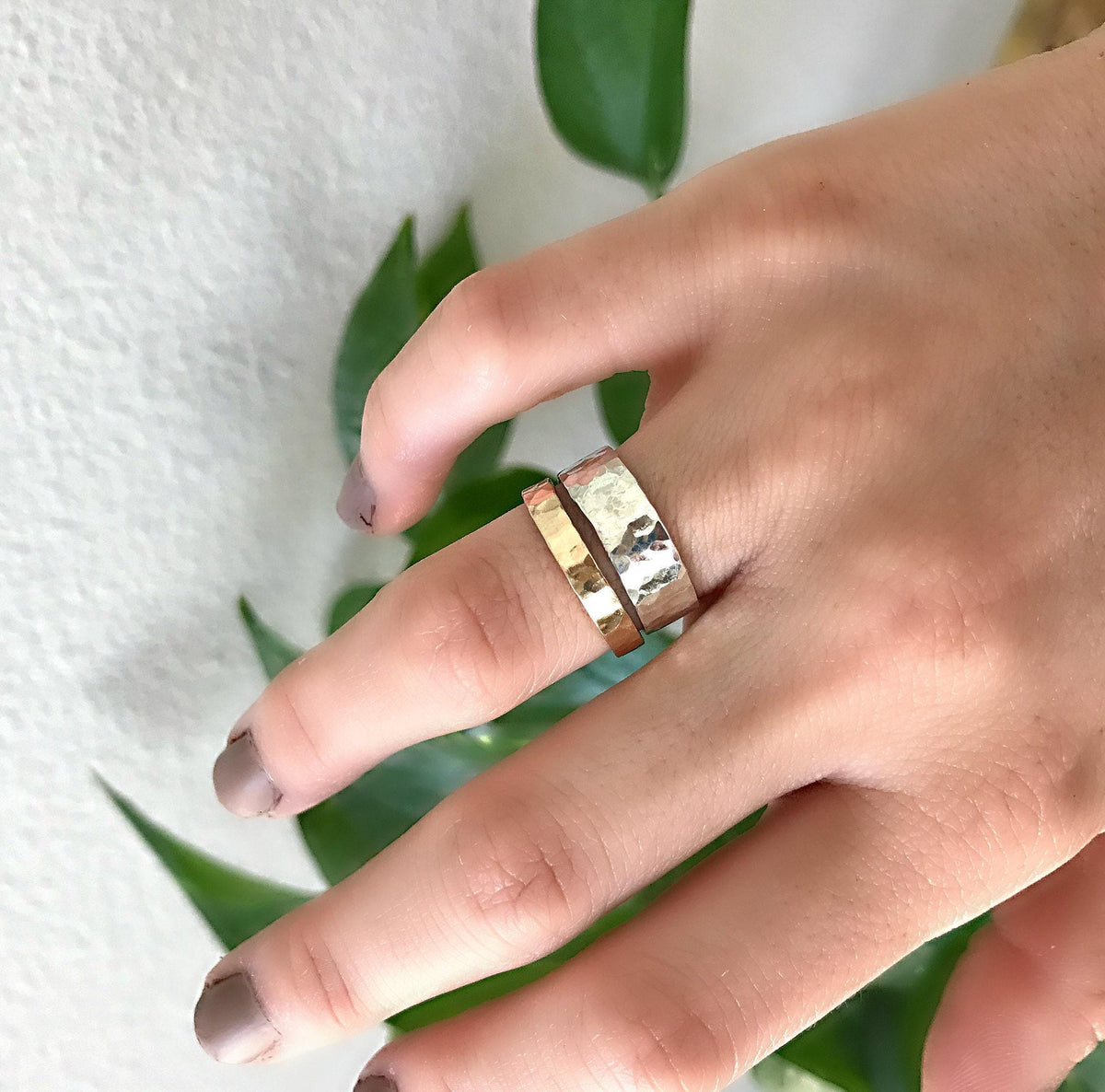 6mm Large Hammered Sterling Silver Band - Melt'm Jewelry