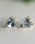 Heart Aquamarine Earrings 14k Solid Gold - Melt'm Jewelry
