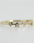 Diamond Star Ring 14k Gold – Five Star Celestial Wedding Band, Natural Diamond Stacking Ring, Dainty Gold Star Band Gift for Her - Melt'm Jewelry