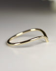 14k Solid Gold Dainty V Diamond Wedding Band - Melt'm Jewelry