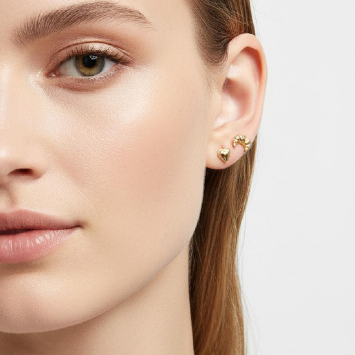 Croissant Flat Back Earrings 14k Solid Gold (SINGLE OR PAIR) - Melt'm Jewelry