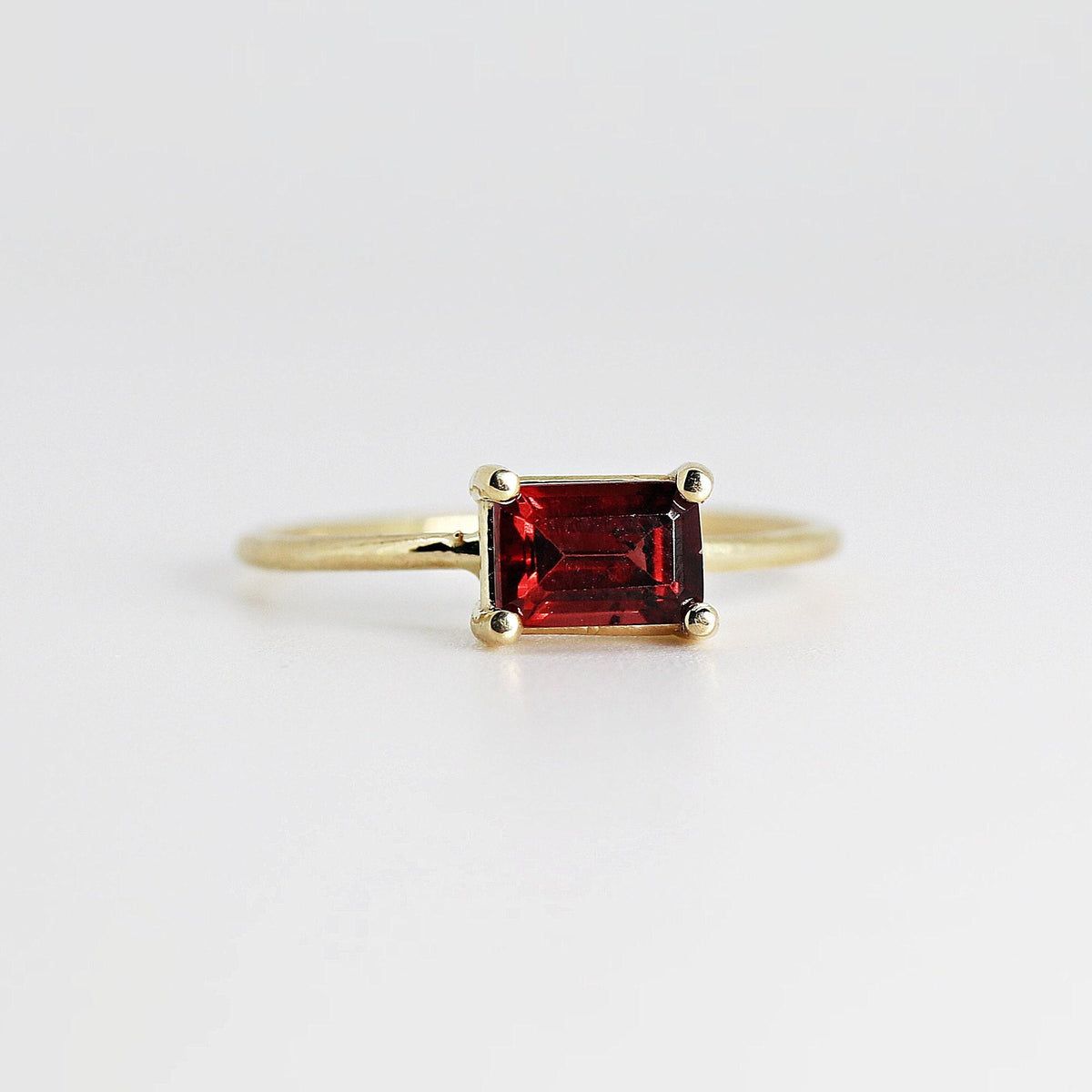 14k Gold East West Garnet Ring - Melt'm Jewelry
